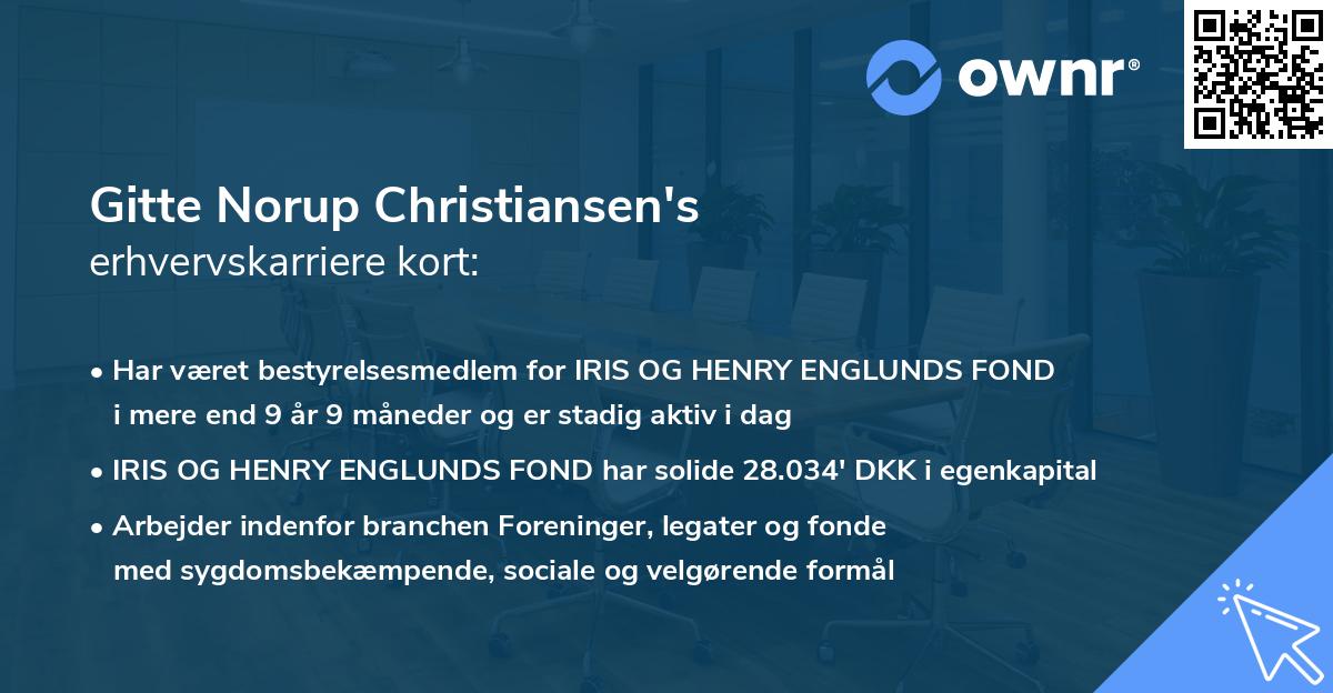 Gitte Norup Christiansen's erhvervskarriere kort