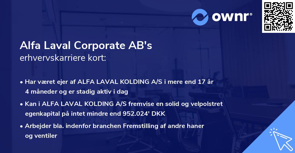 Alfa Laval Corporate AB's erhvervskarriere kort