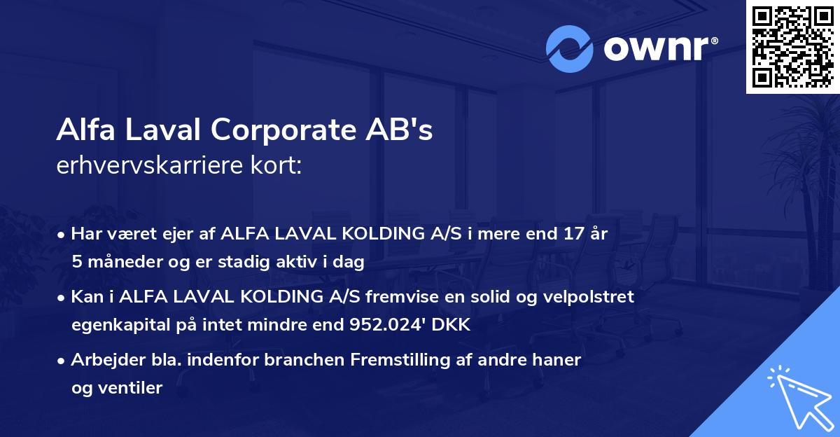 Alfa Laval Corporate AB's erhvervskarriere kort