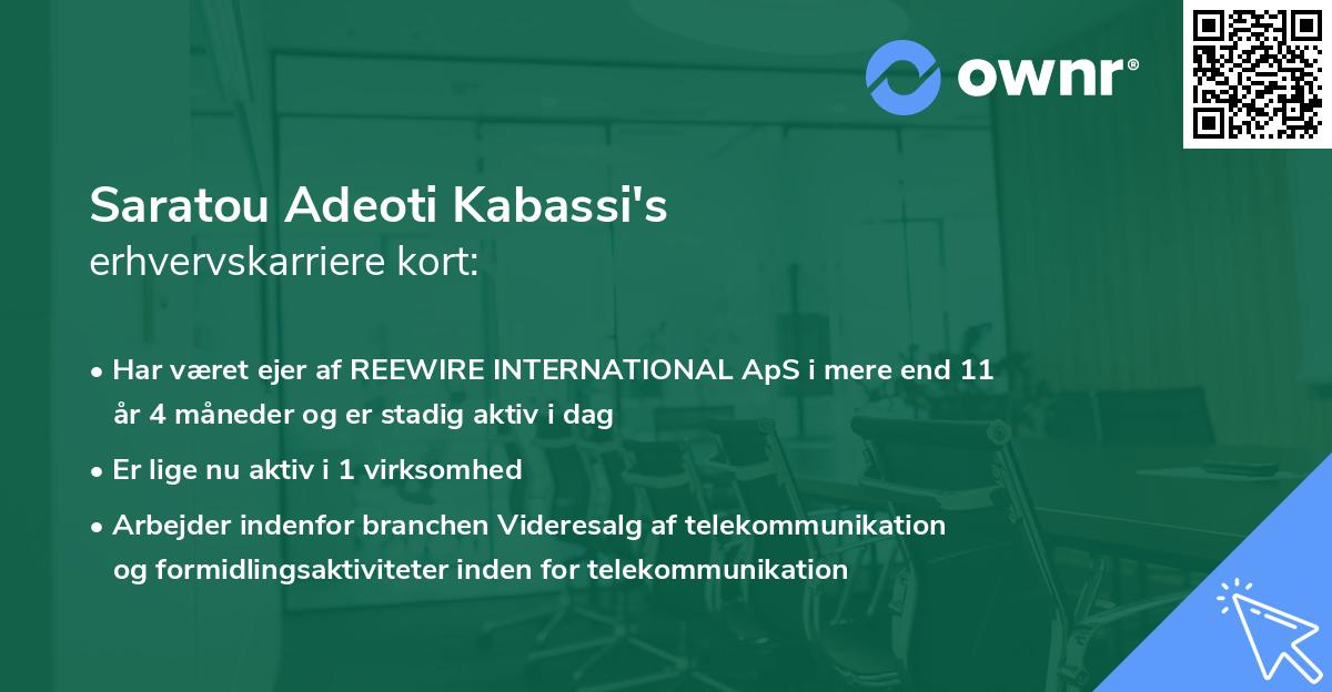 Saratou Adeoti Kabassi's erhvervskarriere kort