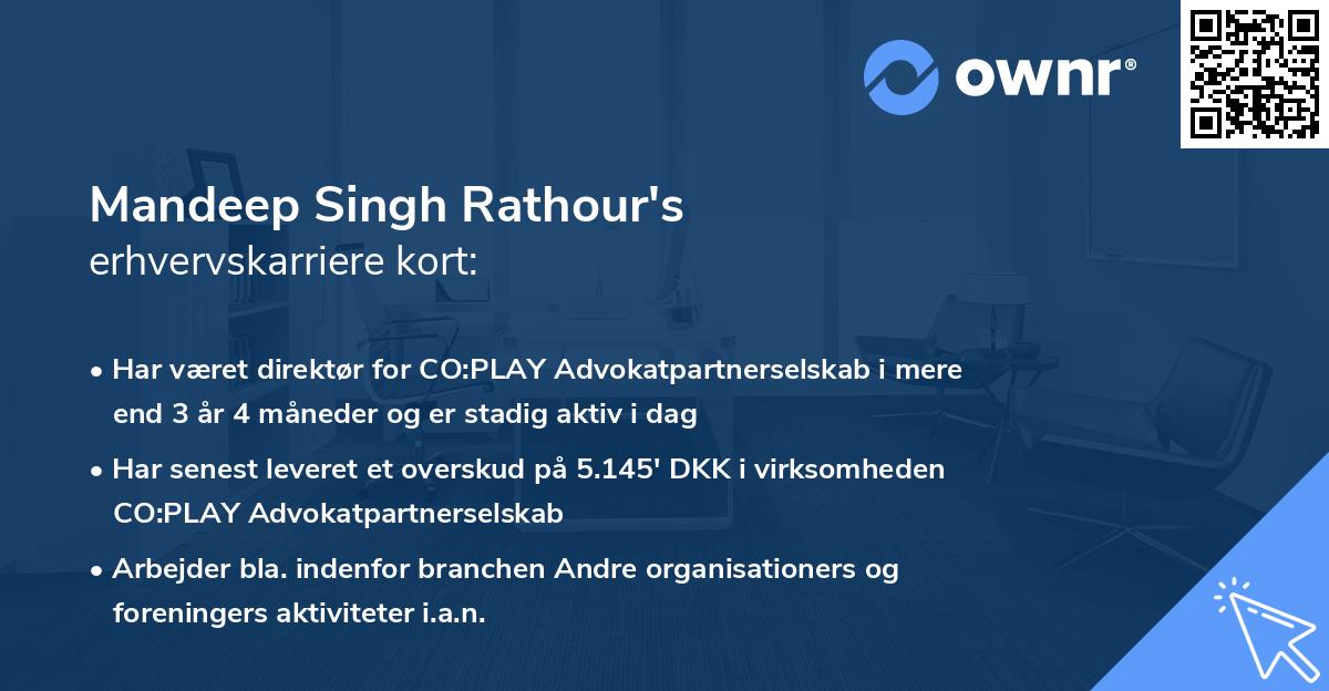 Mandeep Singh Rathour's erhvervskarriere kort