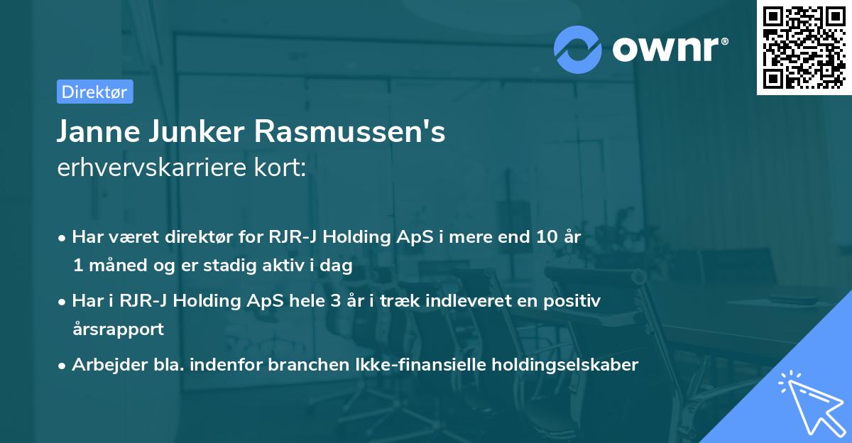 Janne Junker Rasmussen's erhvervskarriere kort