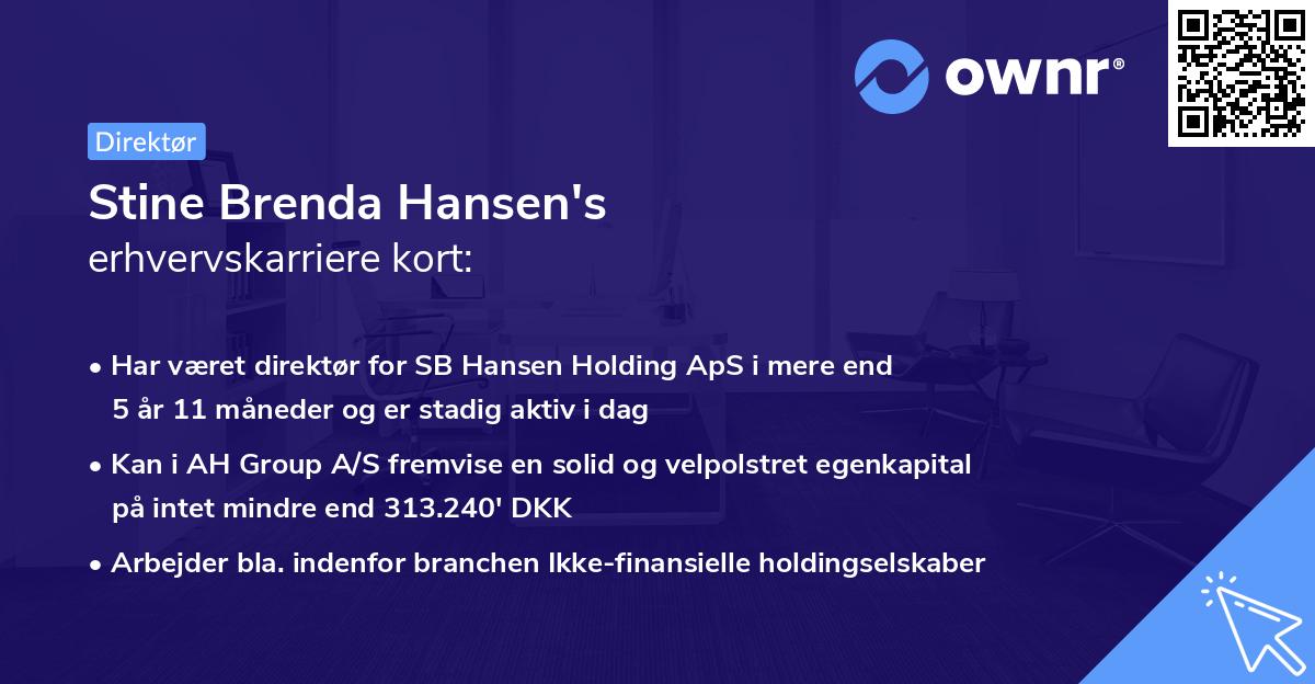 Stine Brenda Hansen's erhvervskarriere kort