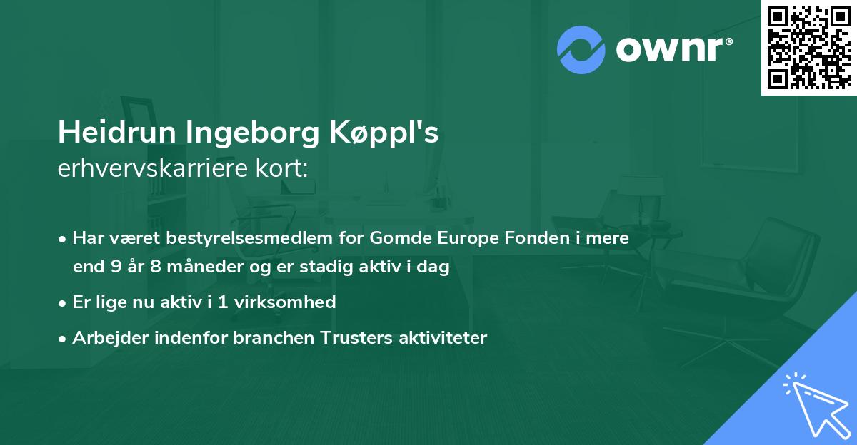 Heidrun Ingeborg Køppl's erhvervskarriere kort