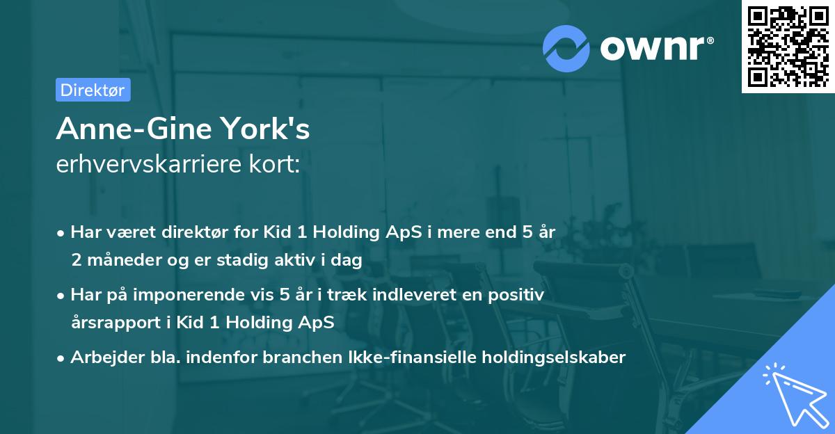 Anne-Gine York's erhvervskarriere kort