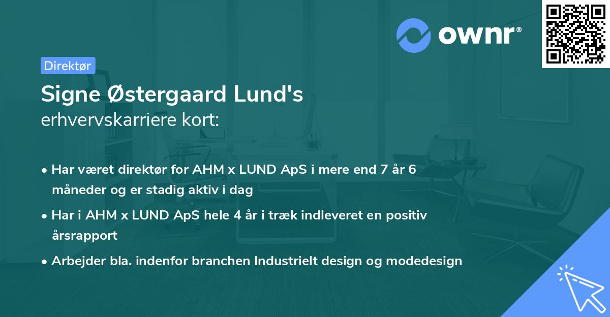 Signe Østergaard Lund's erhvervskarriere kort