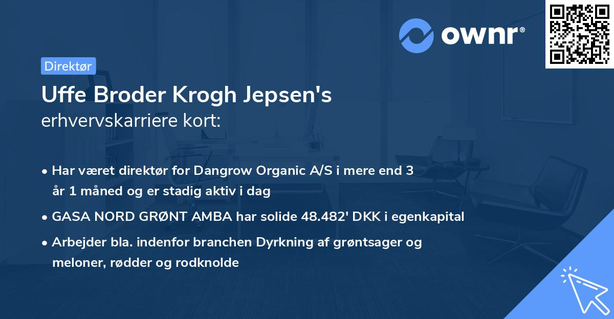 Uffe Broder Krogh Jepsen's erhvervskarriere kort