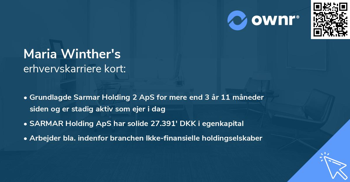 Maria Winther's erhvervskarriere kort