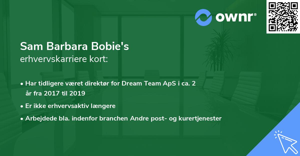 Sam Barbara Bobie's erhvervskarriere kort