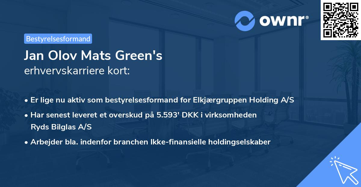 Jan Olov Mats Green's erhvervskarriere kort