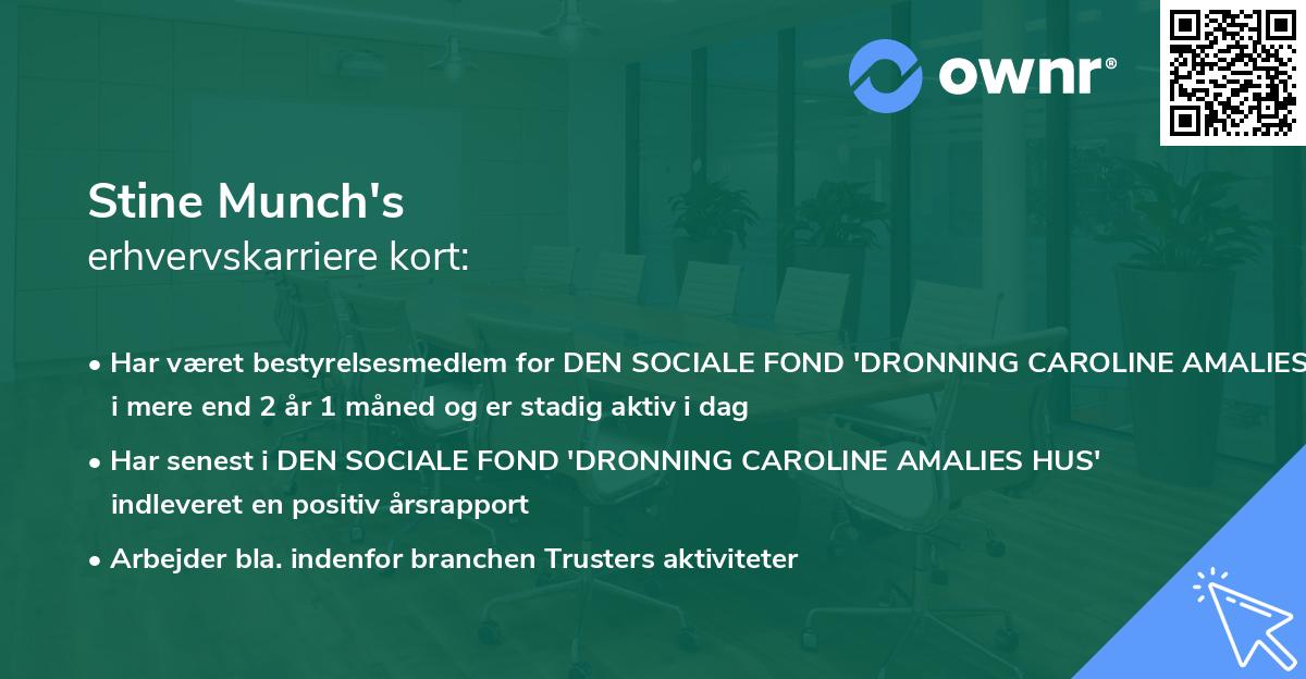 Stine Munch's erhvervskarriere kort