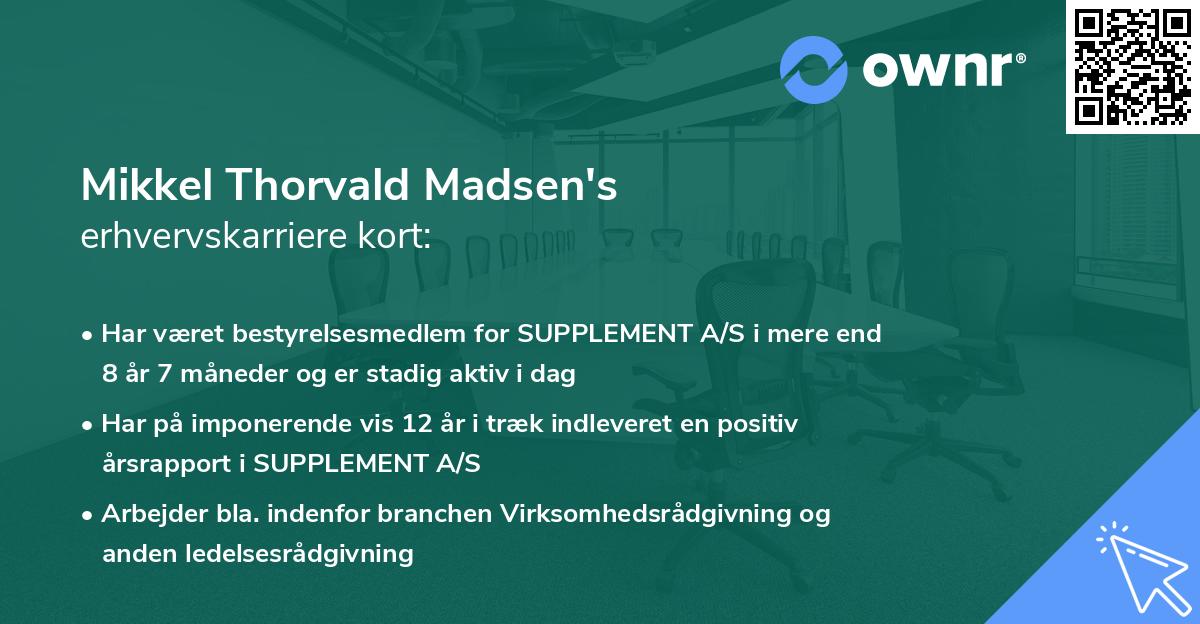 Mikkel Thorvald Madsen's erhvervskarriere kort