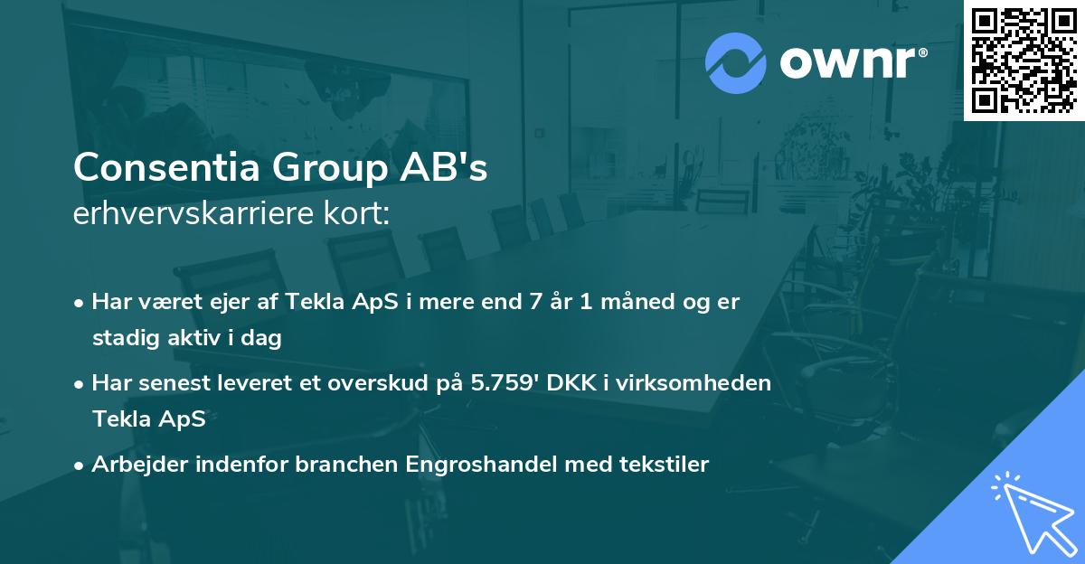 Consentia Group AB's erhvervskarriere kort