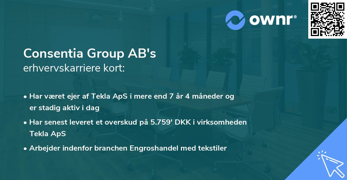 Consentia Group AB's erhvervskarriere kort