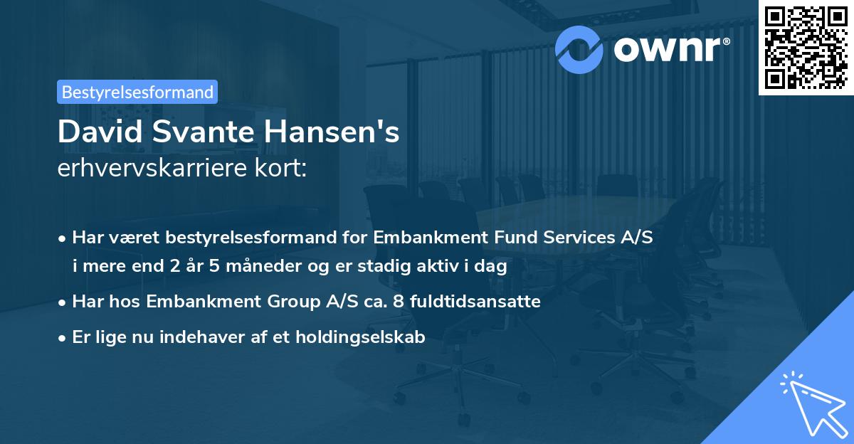 David Svante Hansen's erhvervskarriere kort