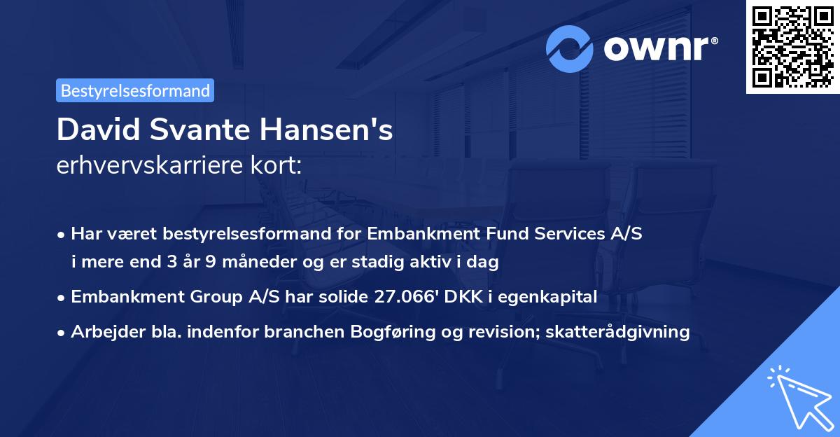 David Svante Hansen's erhvervskarriere kort