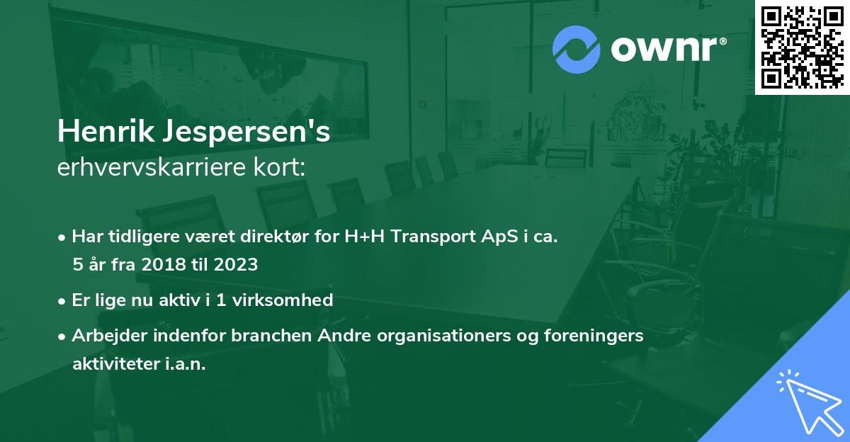 Henrik Jespersen's erhvervskarriere kort
