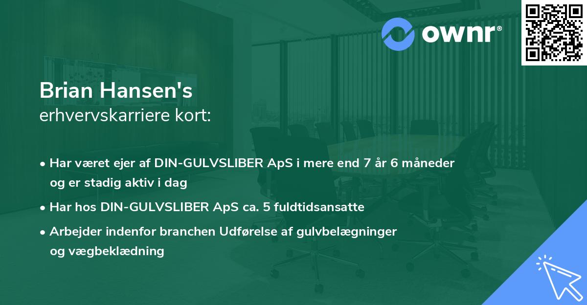 Brian Hansen's erhvervskarriere kort