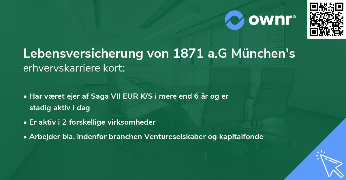 Lebensversicherung von 1871 a.G München's erhvervskarriere kort