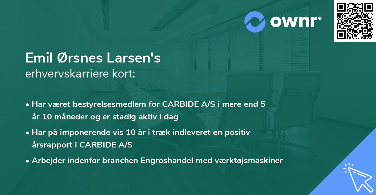 Emil Ørsnes Larsen's erhvervskarriere kort