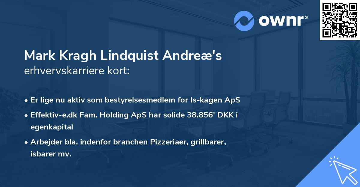 Mark Kragh Lindquist Andreæ's erhvervskarriere kort