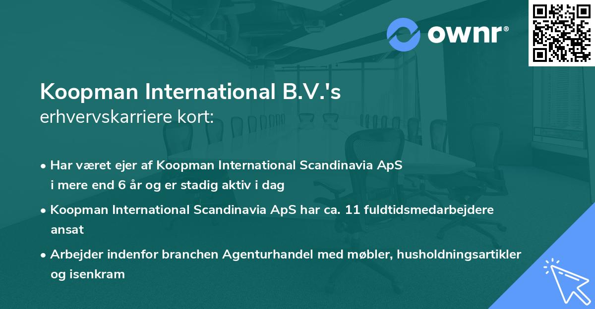 Koopman International B.V.'s erhvervskarriere kort