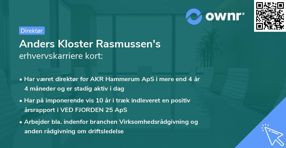 Anders Kloster Rasmussen's erhvervskarriere kort