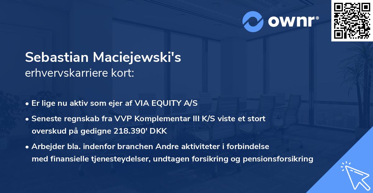 Sebastian Maciejewski's erhvervskarriere kort