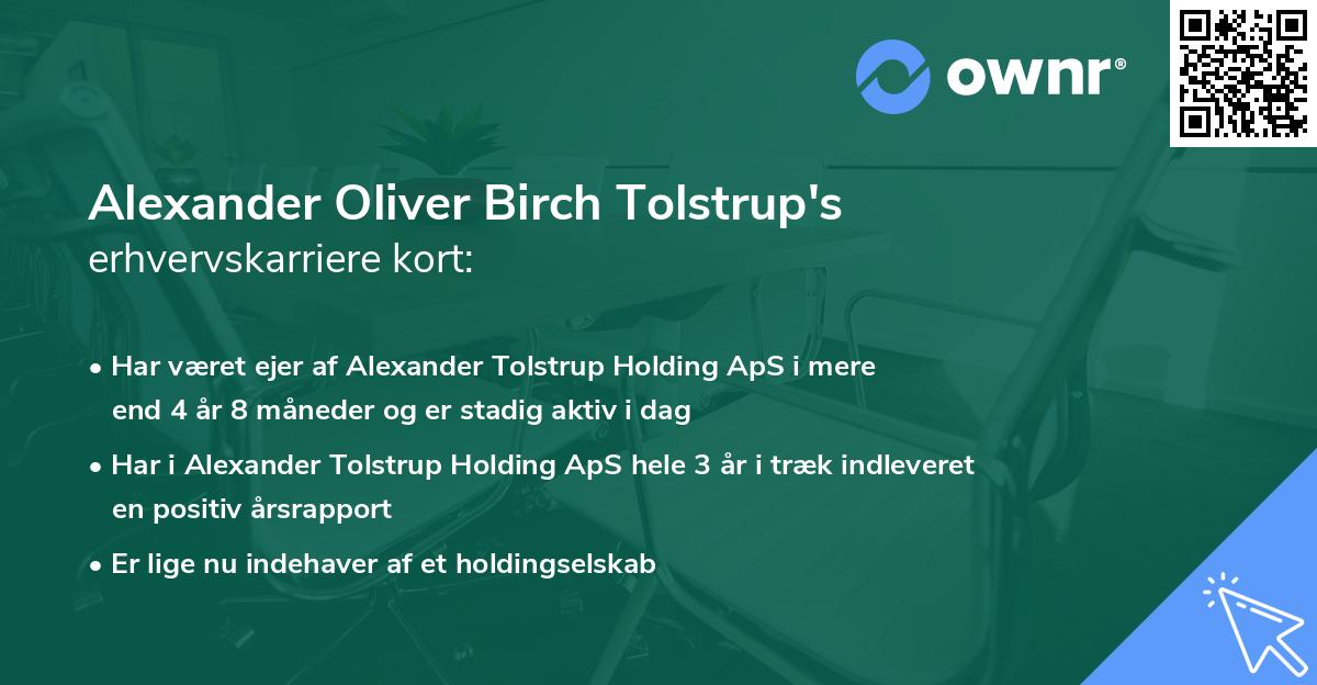 Alexander Oliver Birch Tolstrup's erhvervskarriere kort