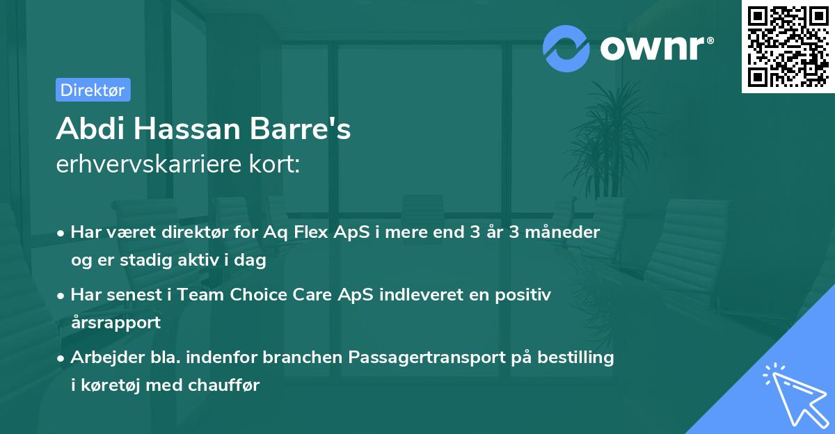 Abdi Hassan Barre's erhvervskarriere kort