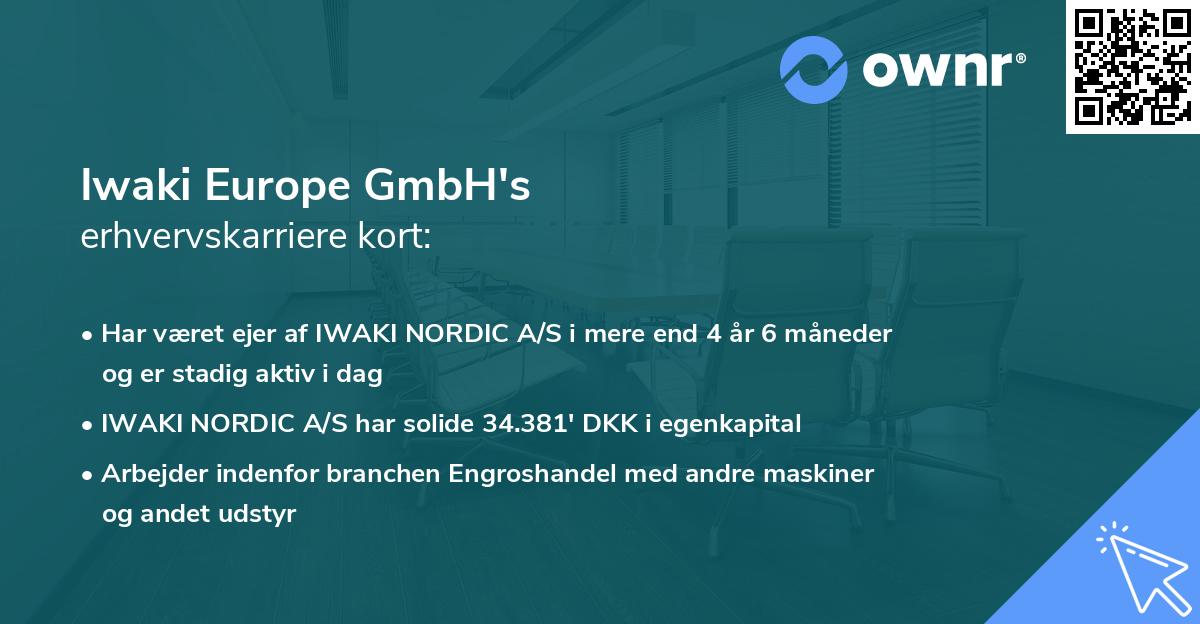 Iwaki Europe GmbH's erhvervskarriere kort