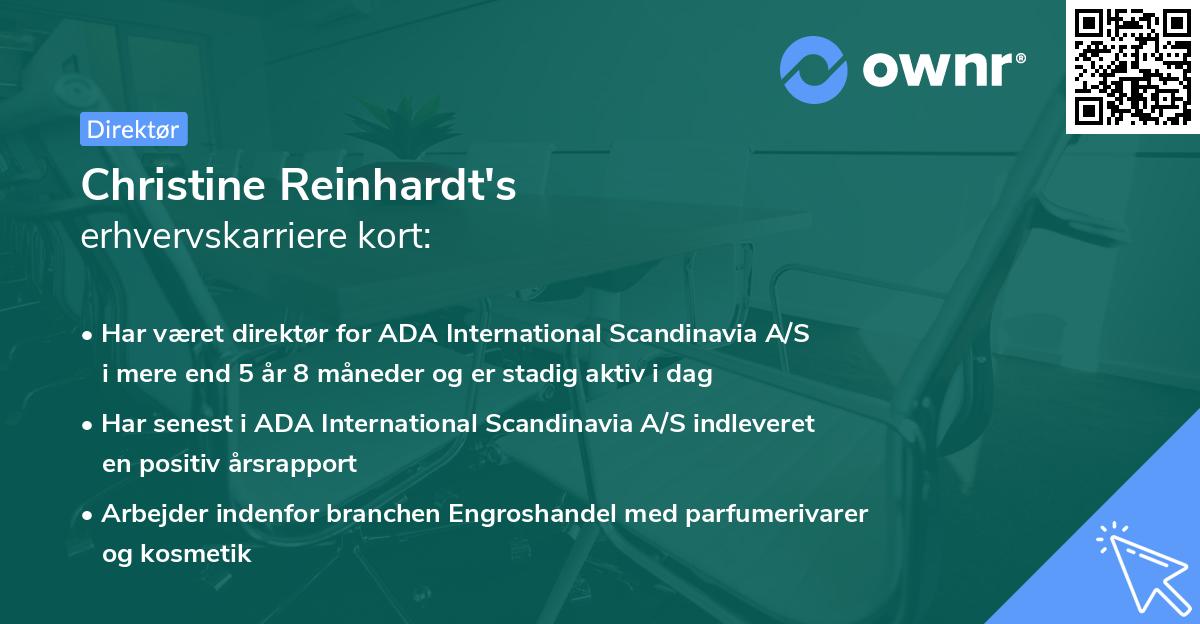 Christine Reinhardt's erhvervskarriere kort