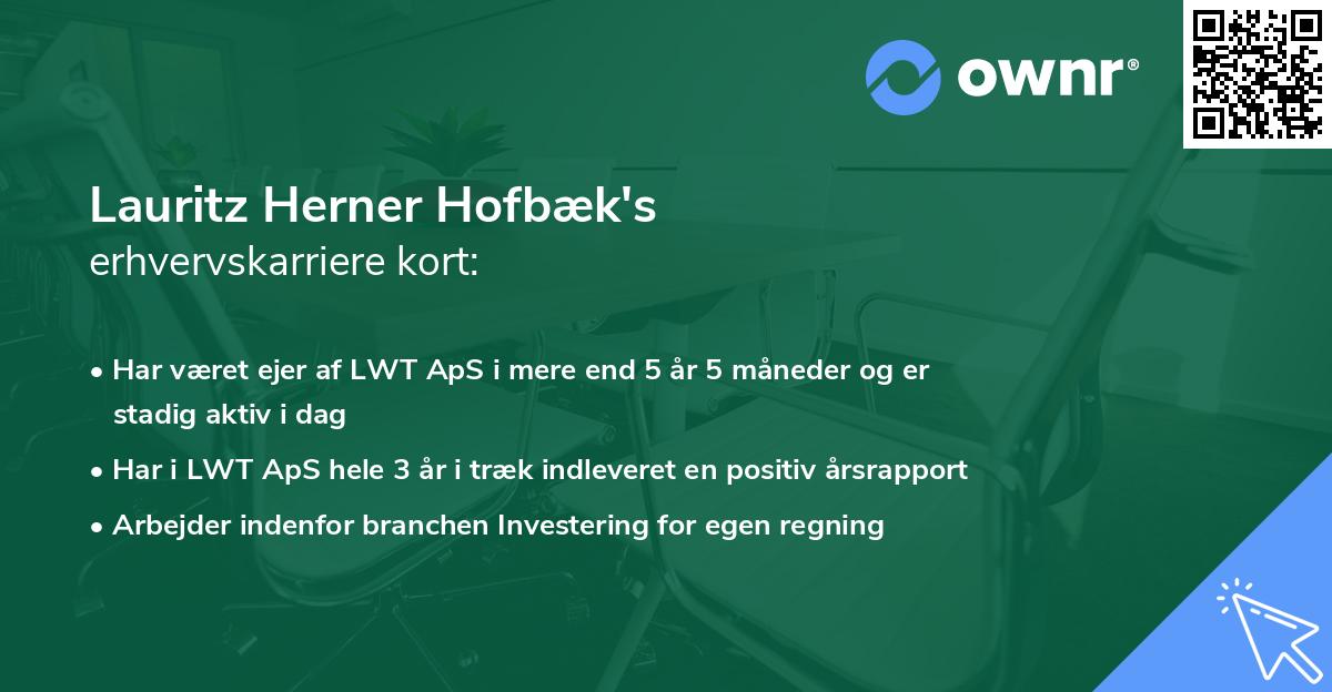 Lauritz Herner Hofbæk's erhvervskarriere kort