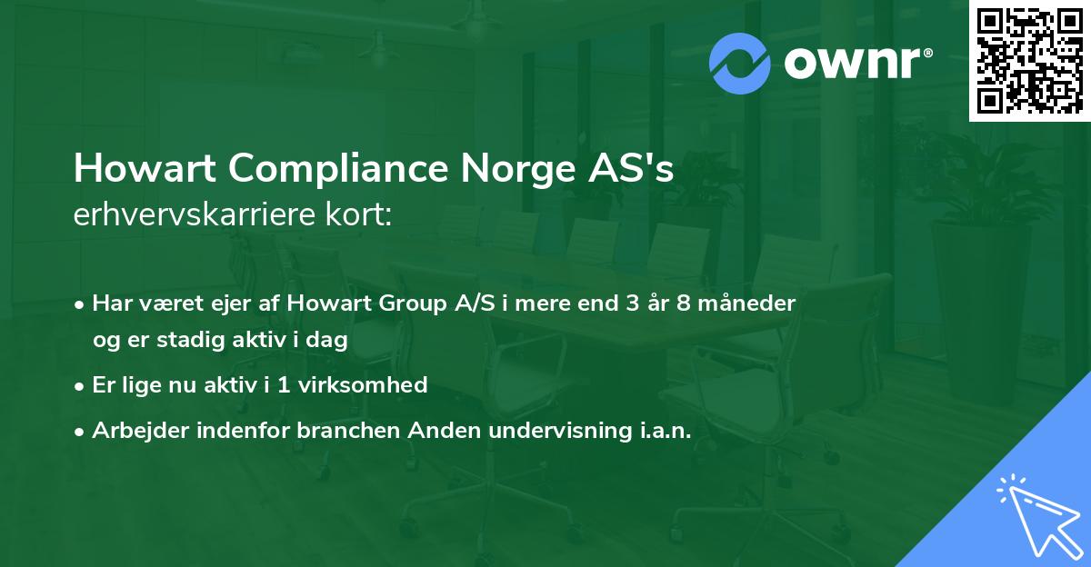 Howart Compliance Norge AS's erhvervskarriere kort