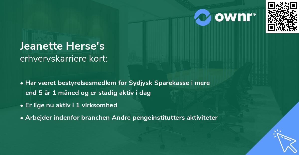 Jeanette Herse's erhvervskarriere kort