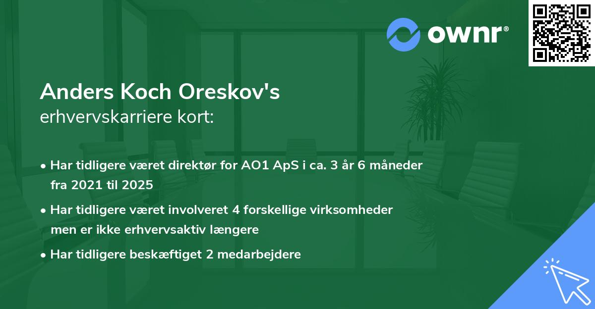 Anders Koch Oreskov's erhvervskarriere kort
