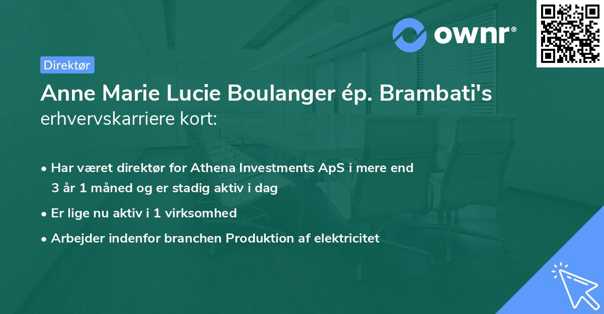 Anne Marie Lucie Boulanger ép. Brambati's erhvervskarriere kort