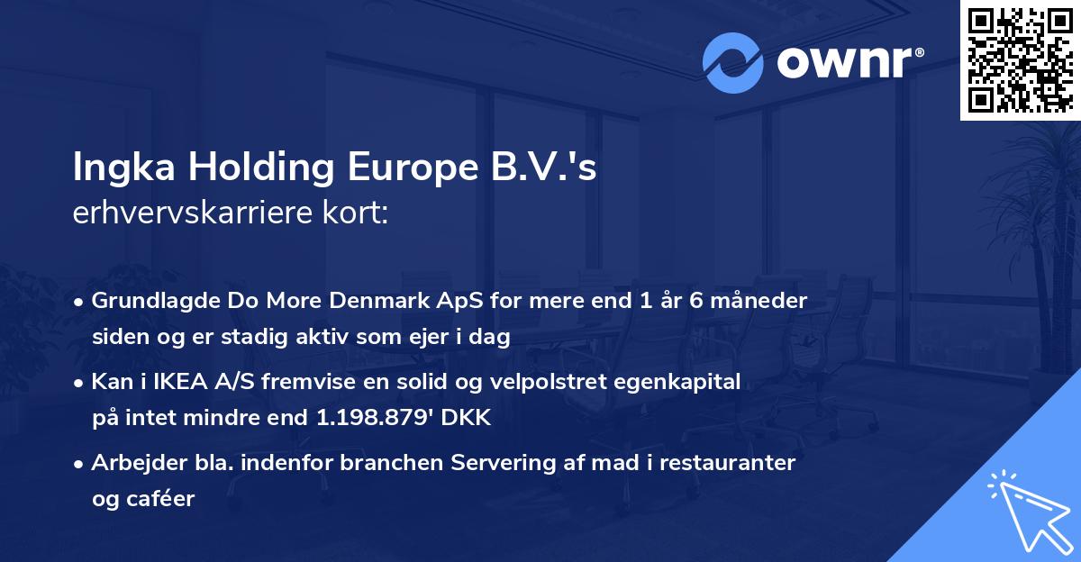 Ingka Holding Europe B.V.'s erhvervskarriere kort