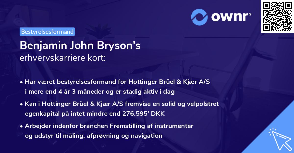Benjamin John Bryson's erhvervskarriere kort