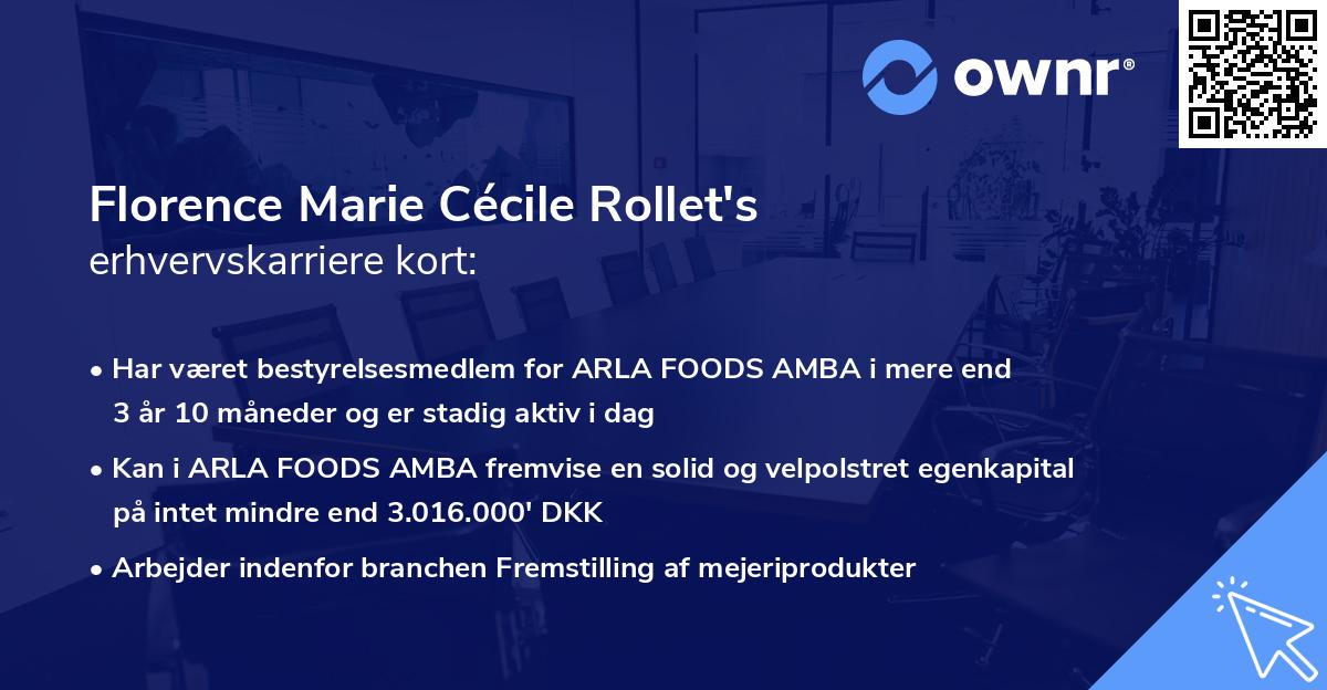Florence Marie Cécile Rollet's erhvervskarriere kort