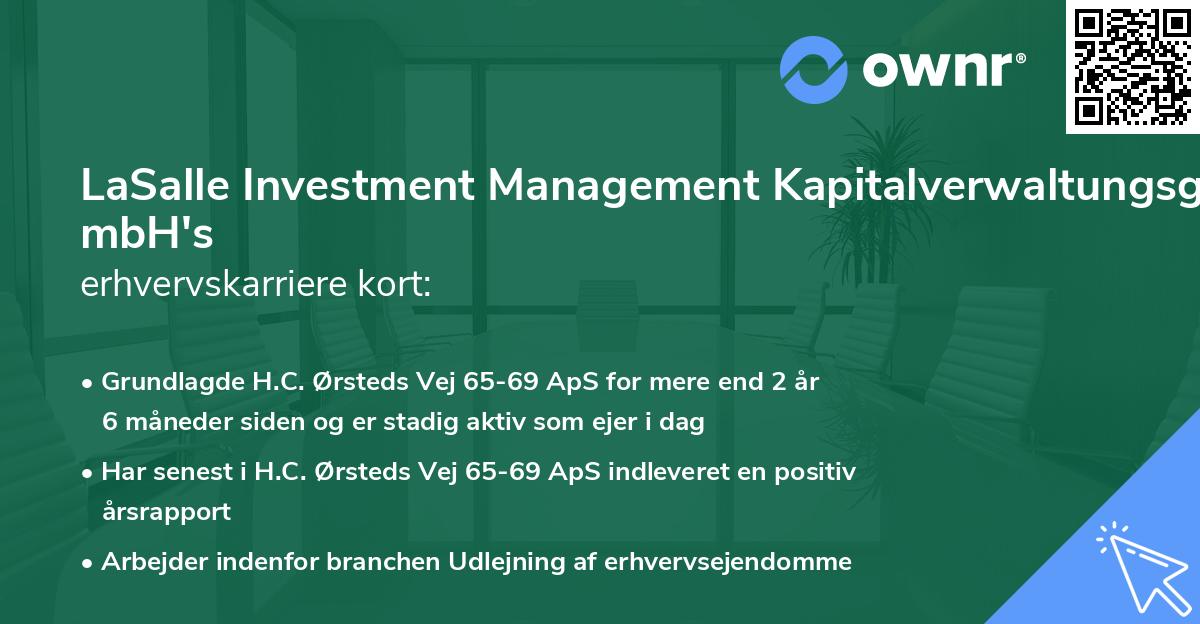 LaSalle Investment Management Kapitalverwaltungsgesellschaft mbH's erhvervskarriere kort