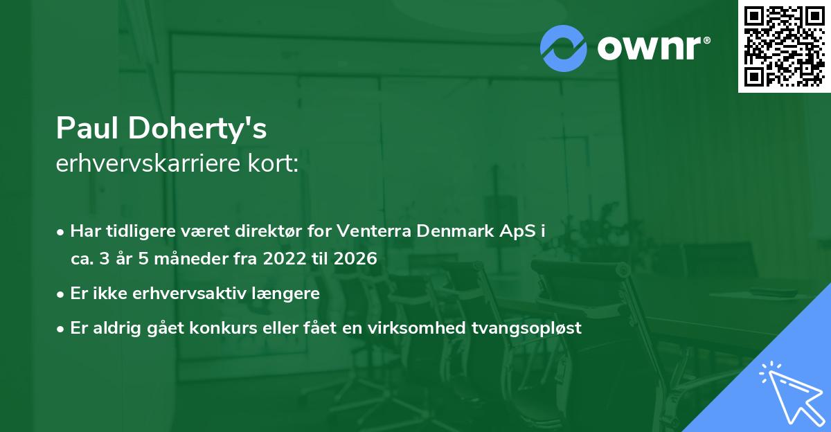 Paul Doherty's erhvervskarriere kort