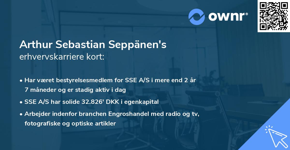 Arthur Sebastian Seppänen's erhvervskarriere kort