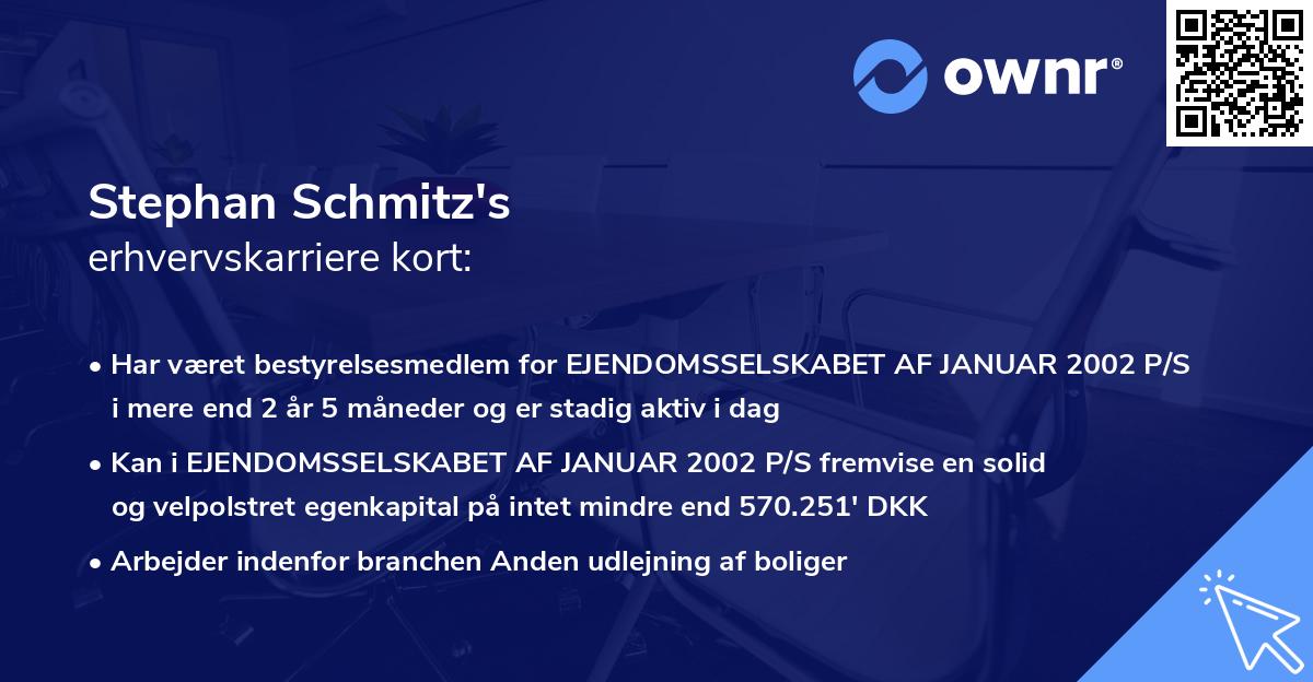 Stephan Schmitz's erhvervskarriere kort