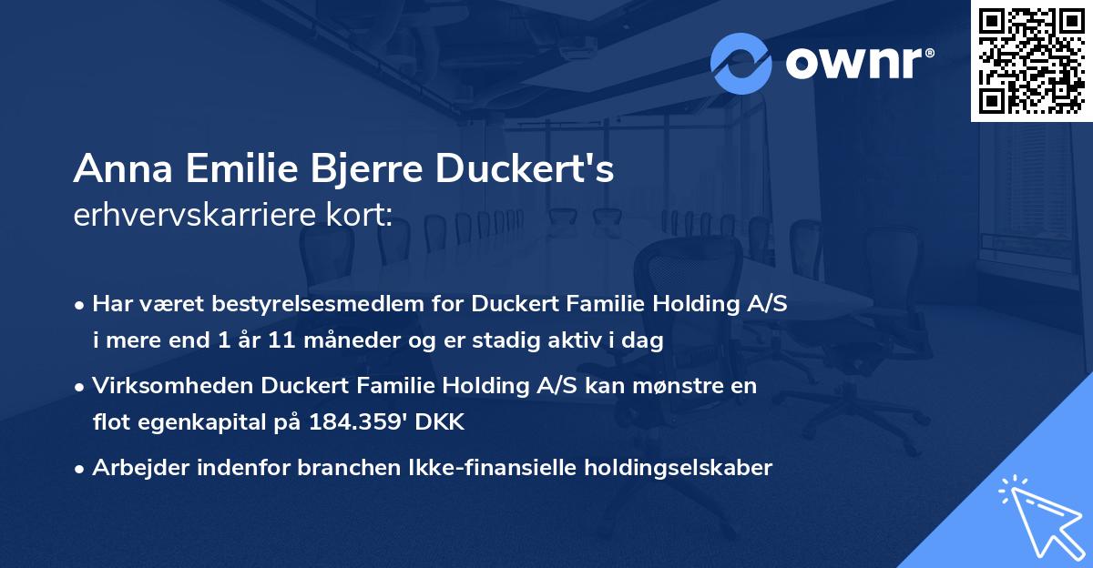 Anna Emilie Bjerre Duckert's erhvervskarriere kort