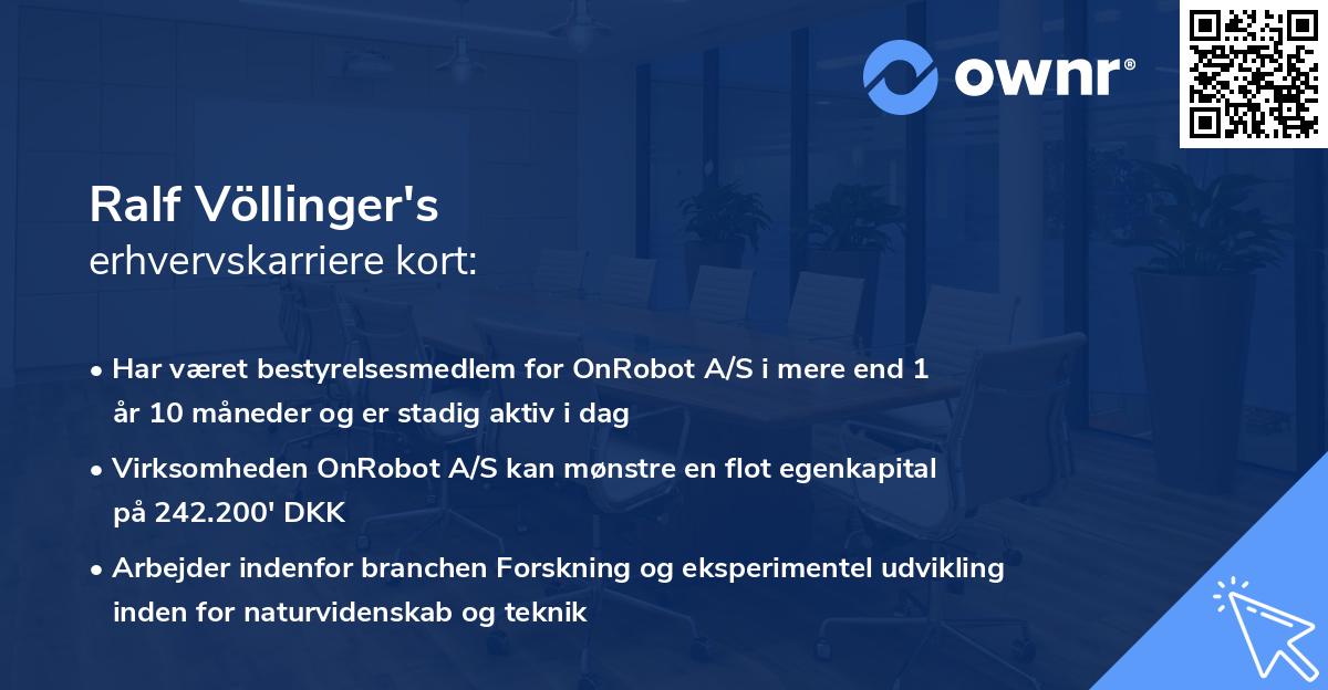 Ralf Völlinger's erhvervskarriere kort