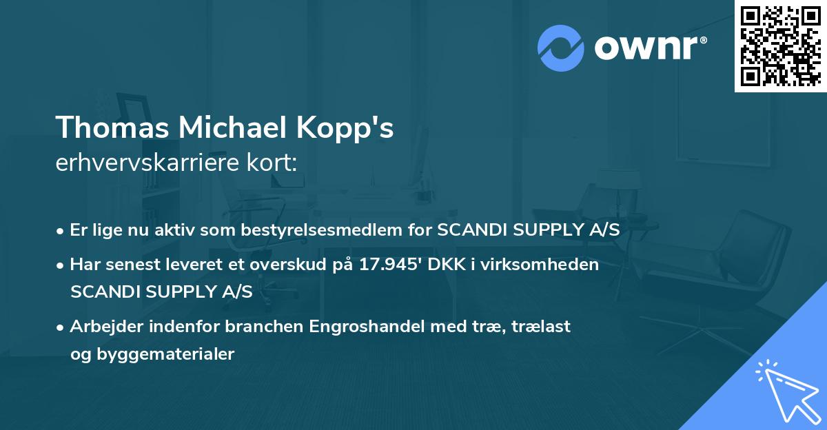 Thomas Michael Kopp's erhvervskarriere kort