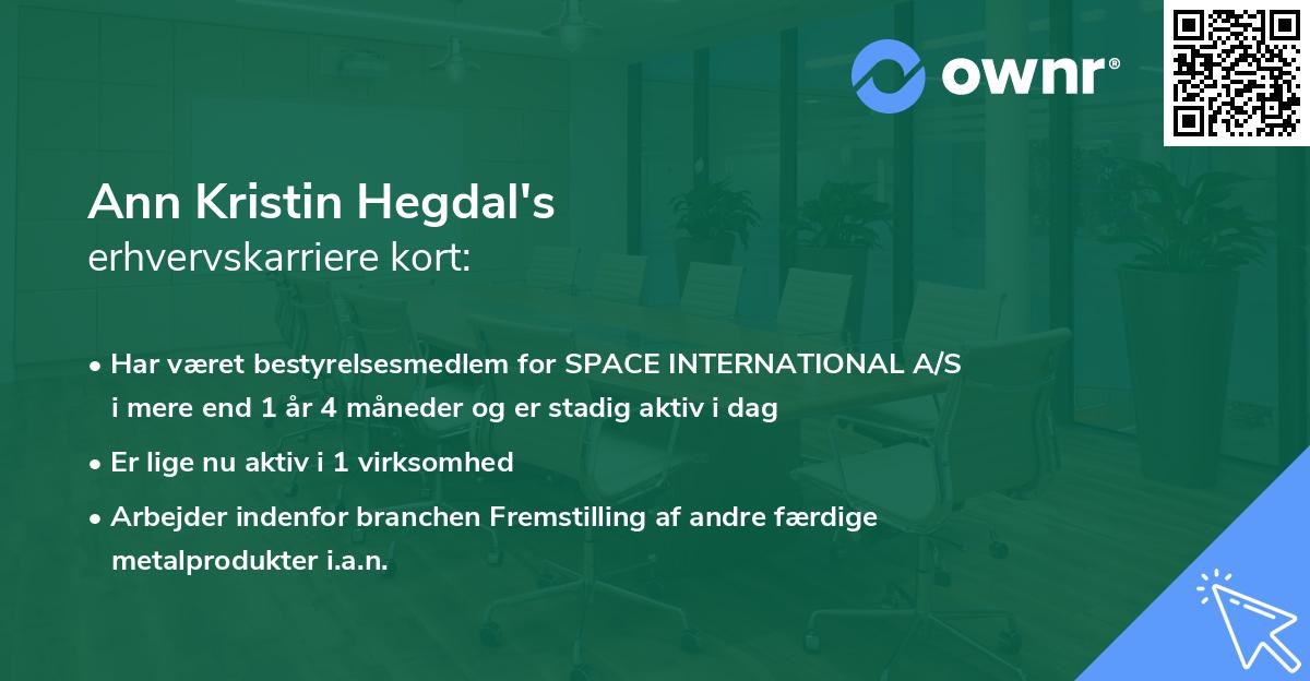 Ann Kristin Hegdal's erhvervskarriere kort