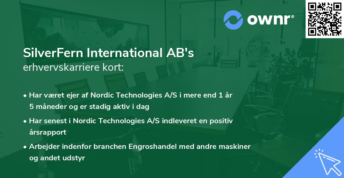 SilverFern International AB's erhvervskarriere kort
