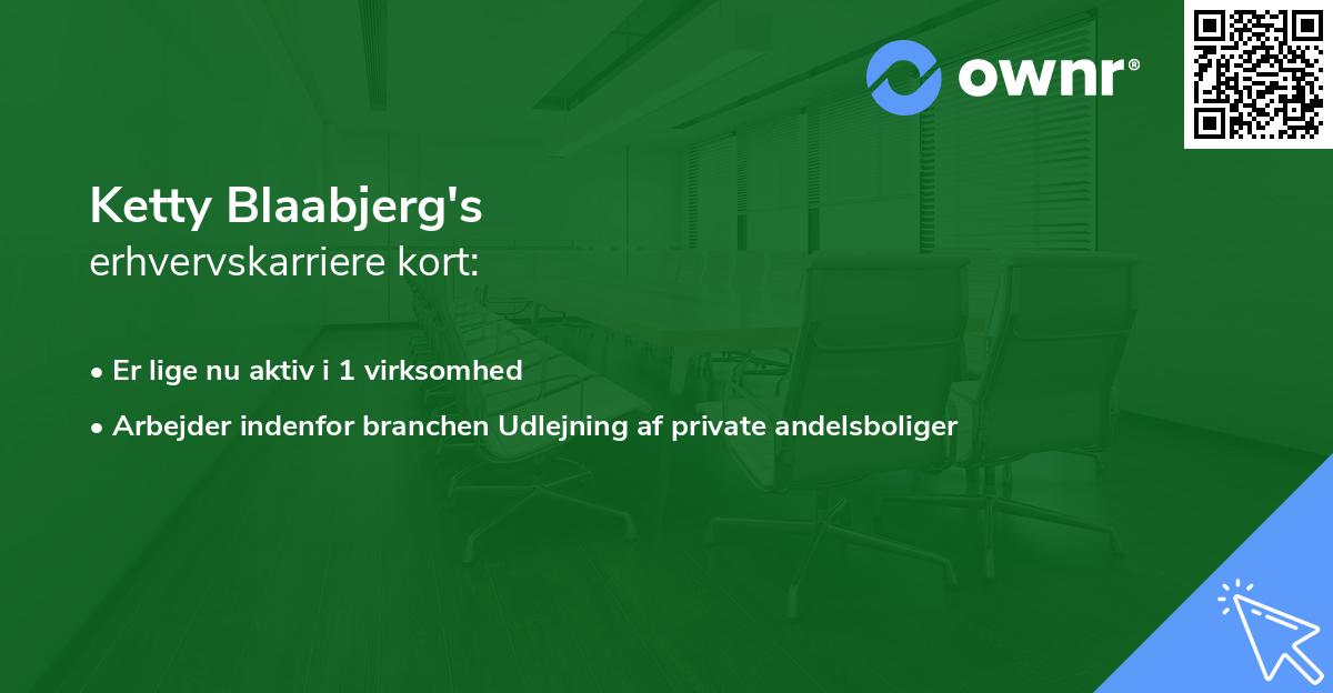 Ketty Blaabjerg's erhvervskarriere kort